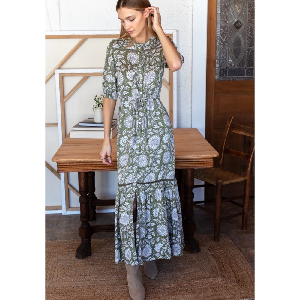 Tuckernuck LUCY 4 SHORT SLEEVE DRESS - ARLES GOTHIC OLIVE Emerson Fry OVERSIZED!